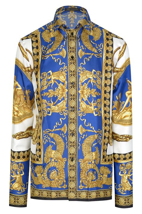 versace shirt blue and gold|authentic versace shirt.